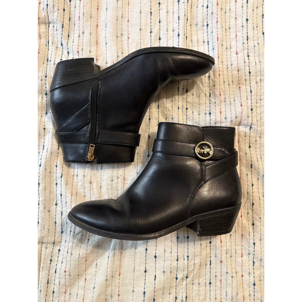 Coach Debi Black Leather Ankle Booties Size 7 - Picture 2 of 8